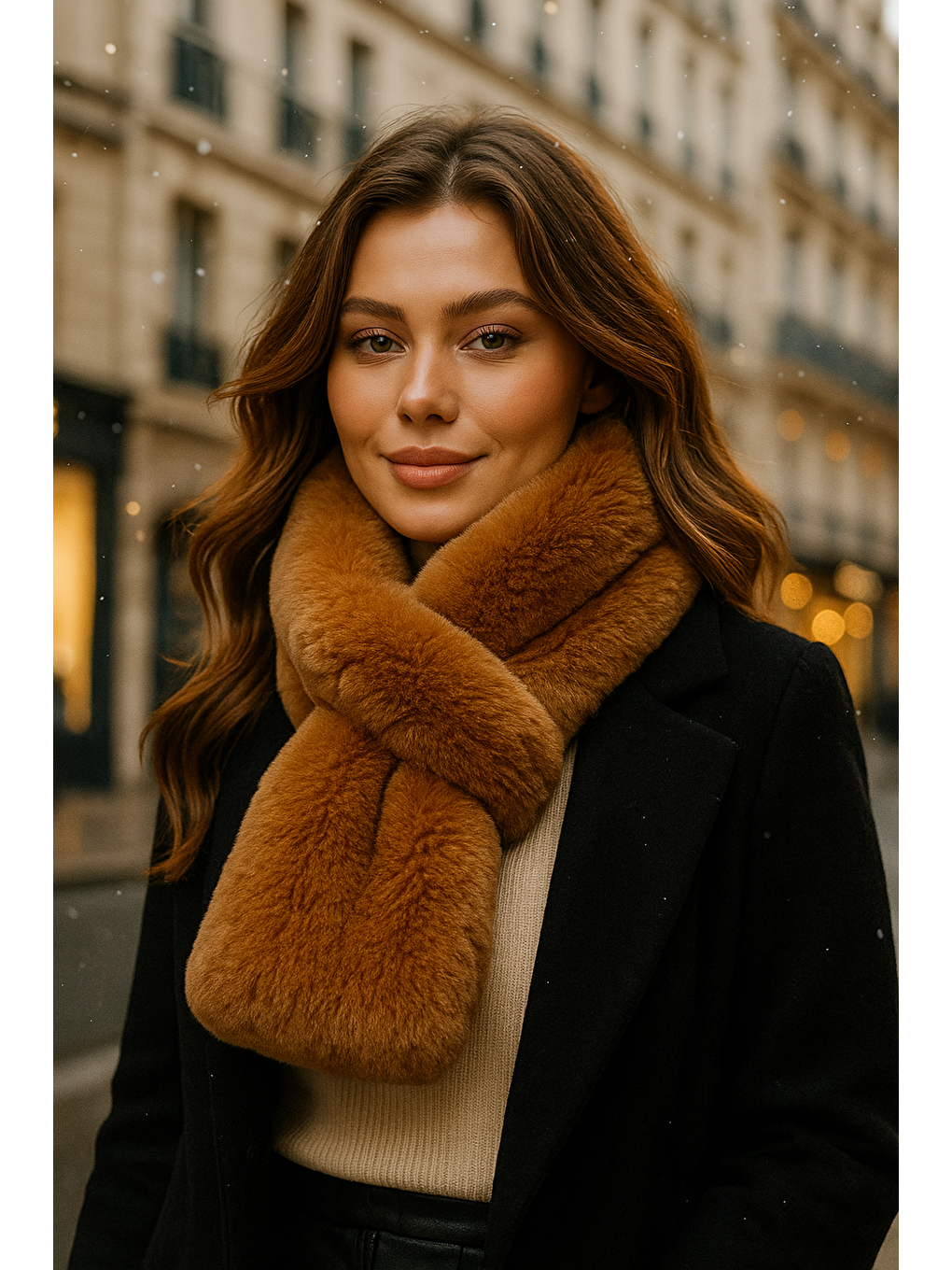 Kahverengi Kadın Camel Pelüş Kaşkol Boyunluk Atkı Byn01-3