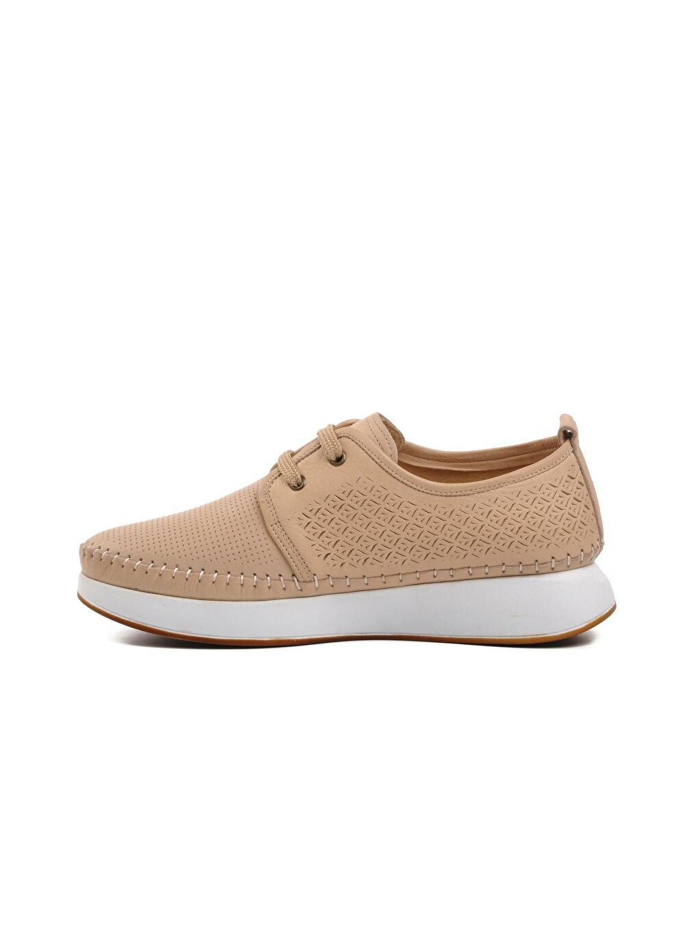 Bej Hakiki Deri Kadın Klasik Ayakkabı 9096-1-1