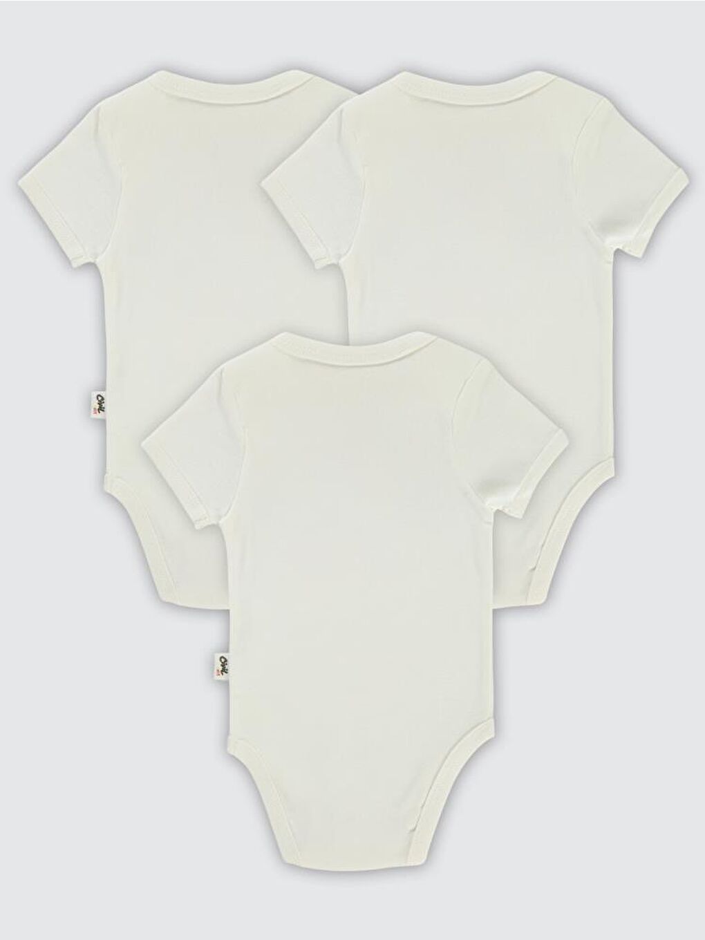 Beyaz Baby Düz Kısa Kol 3 lü Çıtçıtlı Badi-2