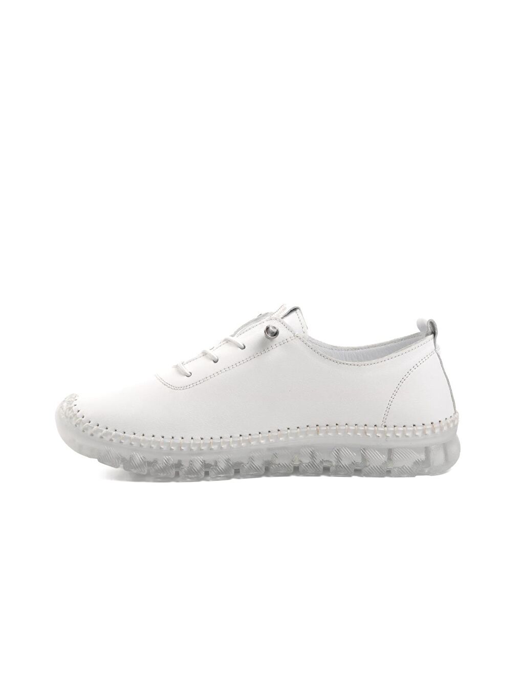 Beyaz Hakiki Deri Kadın Klasik Ayakkabı 9050-1