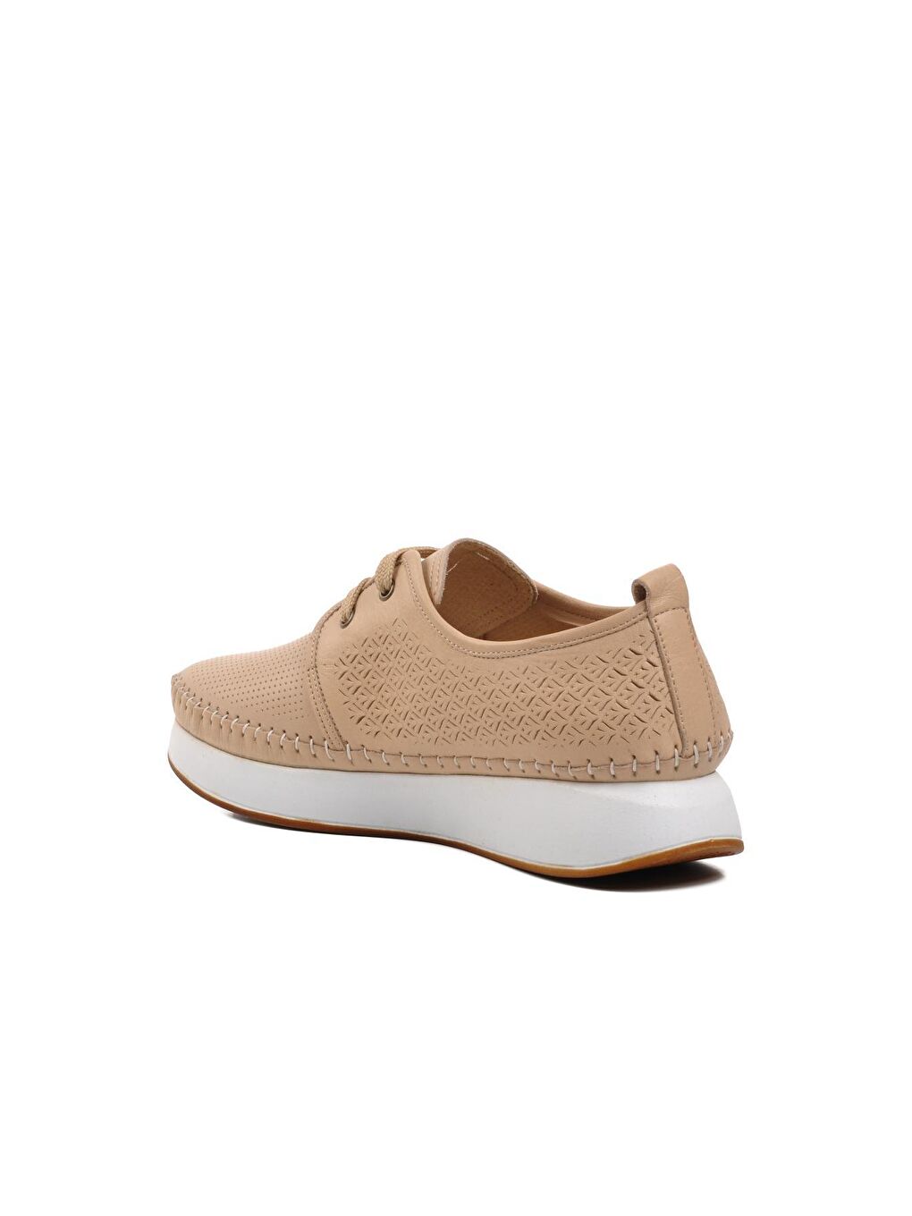 Bej Hakiki Deri Kadın Klasik Ayakkabı 9096-1-3