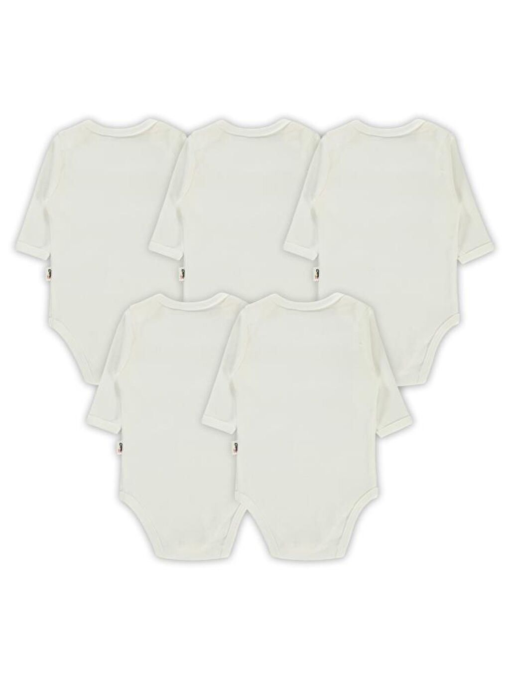 Beyaz Baby Düz Uzun Kol 5 li 3-9 Ay Çıtçıtlı Badi-2