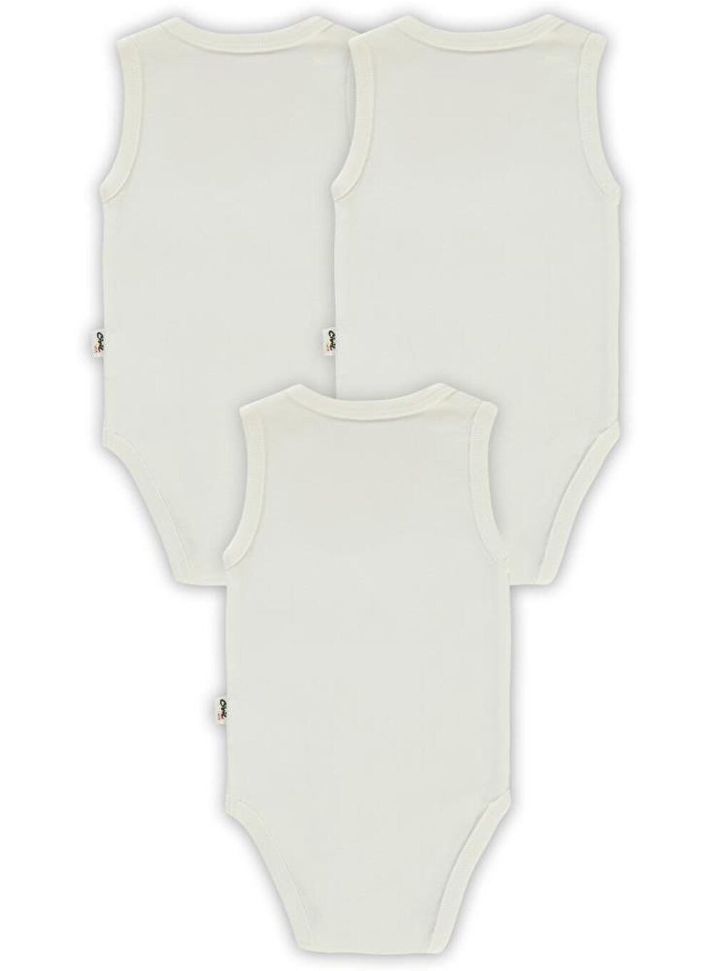 Beyaz Baby Düz Sıfır Kol 3 lü Çıtçıtlı Badi-1