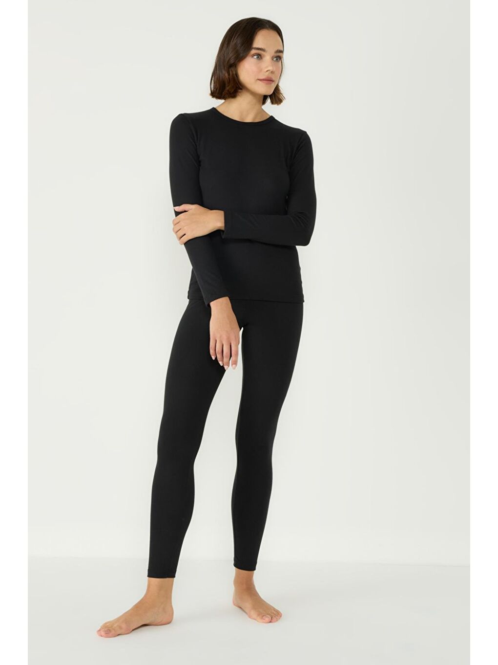Kadın Uzun Kol Bisiklet Yaka Termal Takım 405152 / 409003 Siyah-8