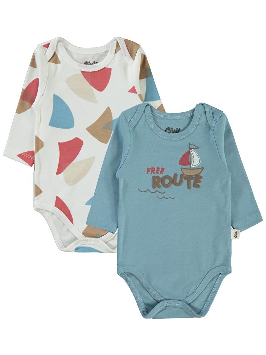 Mavi Baby Colored Fıgures Baskılı 3-18 Çıtçıtlı Badi-1