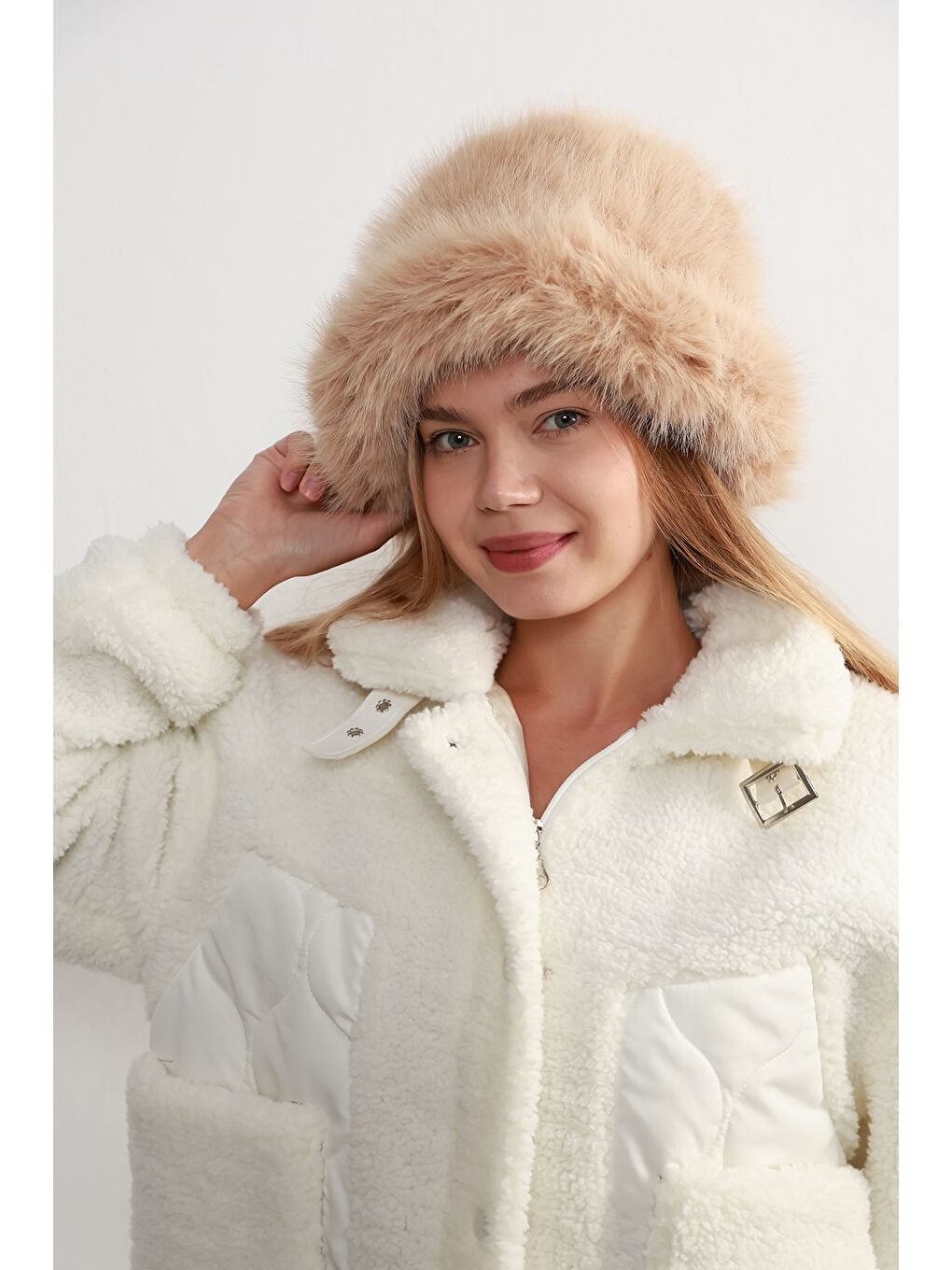 Kahverengi Pelüş Ayarlanabilir Camel Bucket Kalpak Şapka Bere SPK1142-3