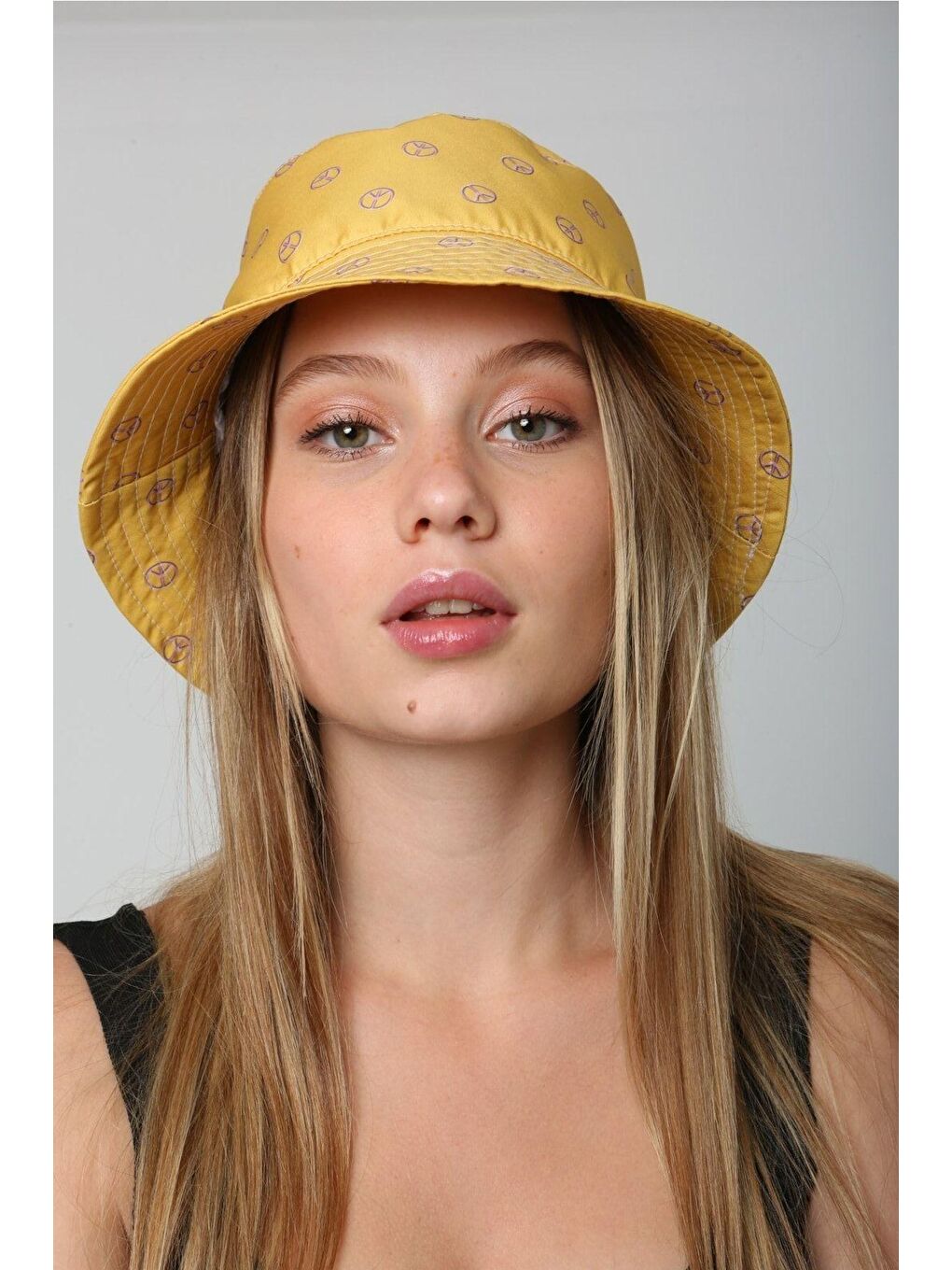 Luminos Butik Sari Kadın Sarı Baskılı Bucket Balıkçı Kova Şapka Spk10 - 2