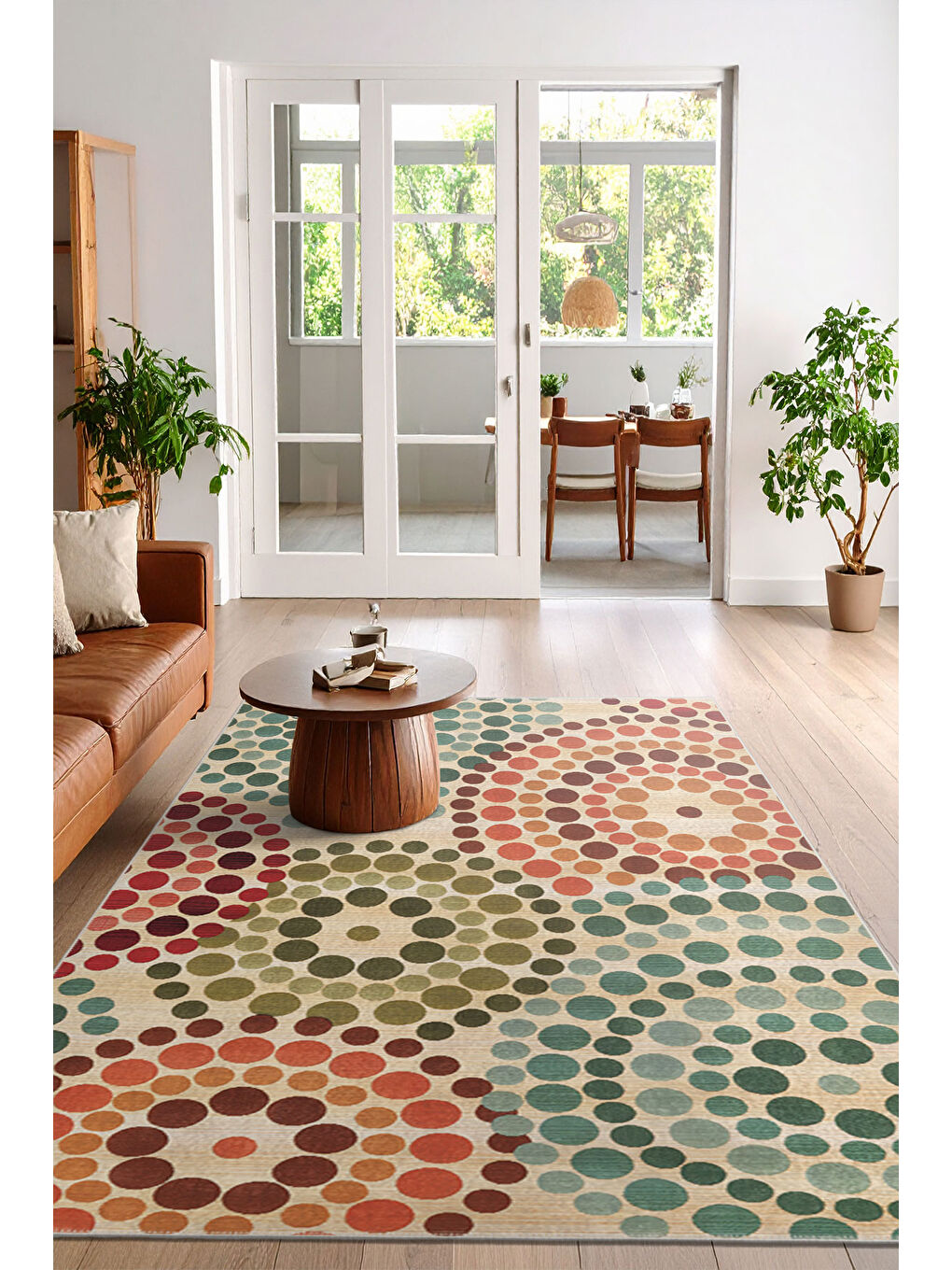 Yeşil Dekoratif Özel Tasarım Yıkanabilir İnce Kaymaz Tabanlı Modern Halı KECE FR30-1