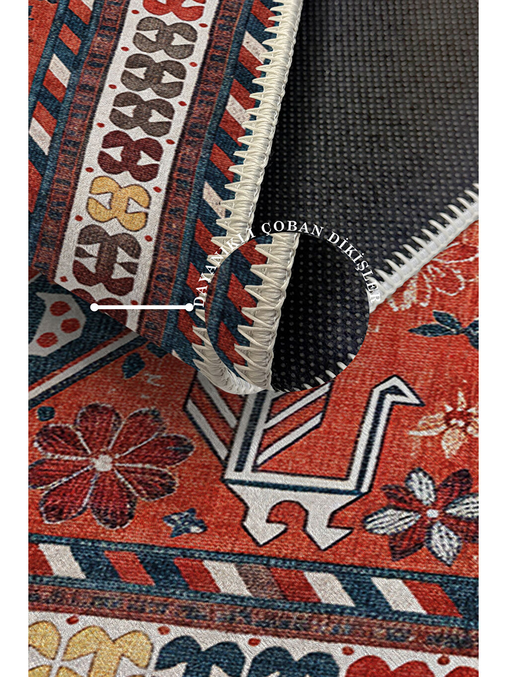 Kırmızı Dekoratif Özel Tasarım Yıkanabilir İnce Kaymaz Tabanlı Modern Halı KECE FR28-3