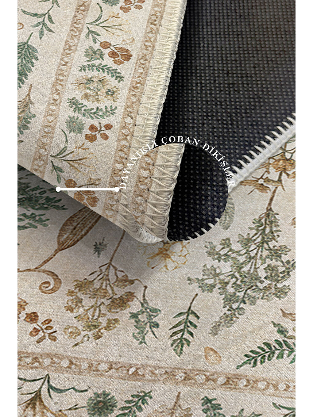 Bej Dekoratif Özel Tasarım Yıkanabilir İnce Kaymaz Tabanlı Modern Halı KECE FR25-3