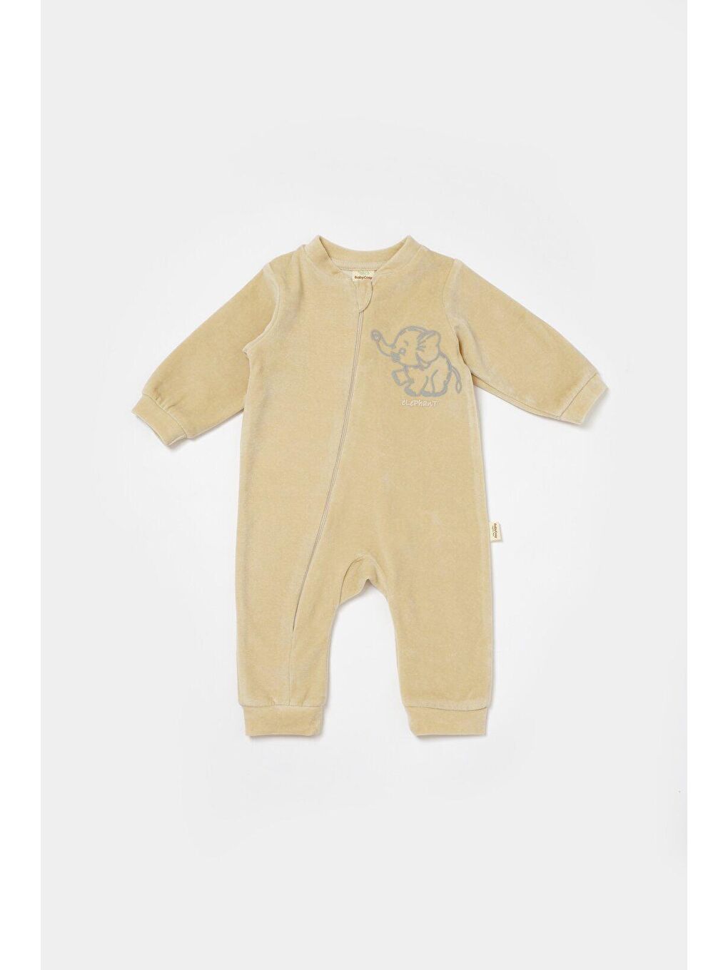 Bej Kadife Fermuarlı Tulum-1