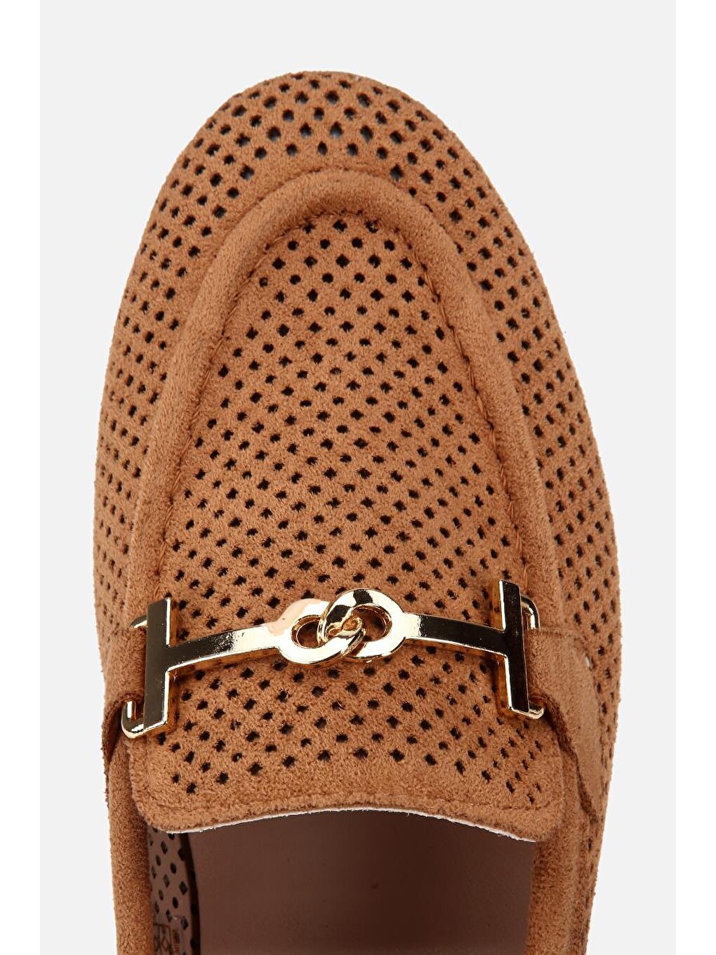 Kahverengi Kadın Taba Süet Tokalı Zımba Detaylı Loafer-4
