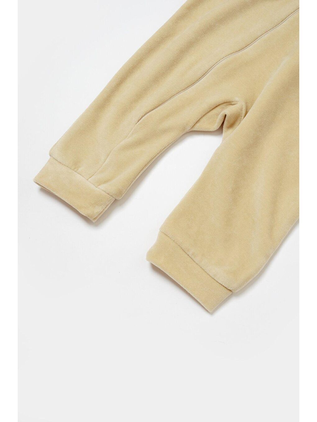 Bej Kadife Fermuarlı Tulum-3