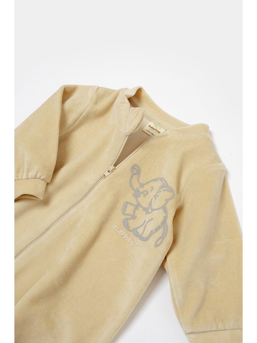 Bej Kadife Fermuarlı Tulum-4