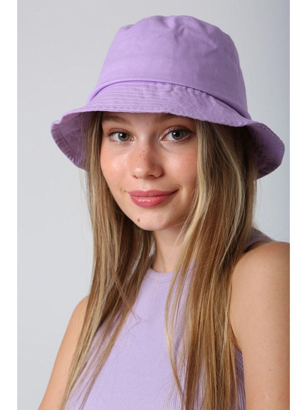 Luminos Butik Kadın Lila Bucket Balıkçı Kova Şapka Spk09
