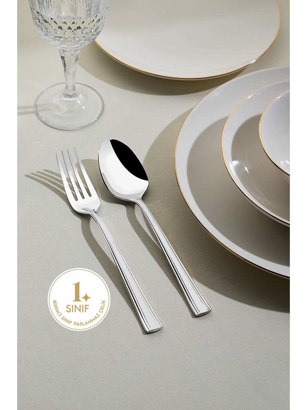 Gri Katre Sade 6 Kişilik 30 Parça Kutulu Çatal Kaşık Takımı