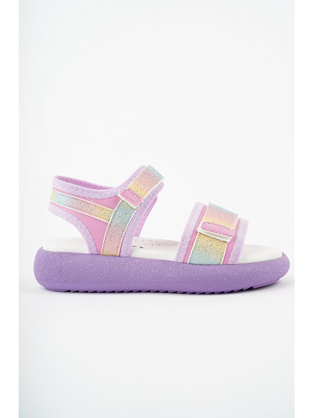 Mor CRUZ Günlük Ortopedik Hafif Taban Simli ve Cırtlı Kız Çocuk Sandalet-1