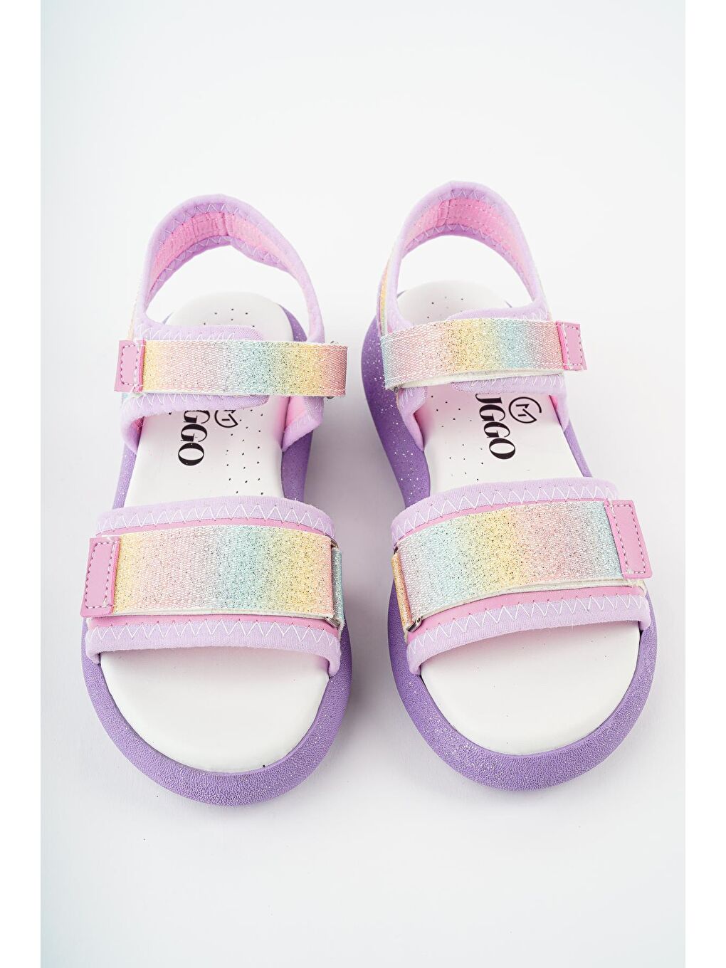 Mor CRUZ Günlük Ortopedik Hafif Taban Simli ve Cırtlı Kız Çocuk Sandalet-2