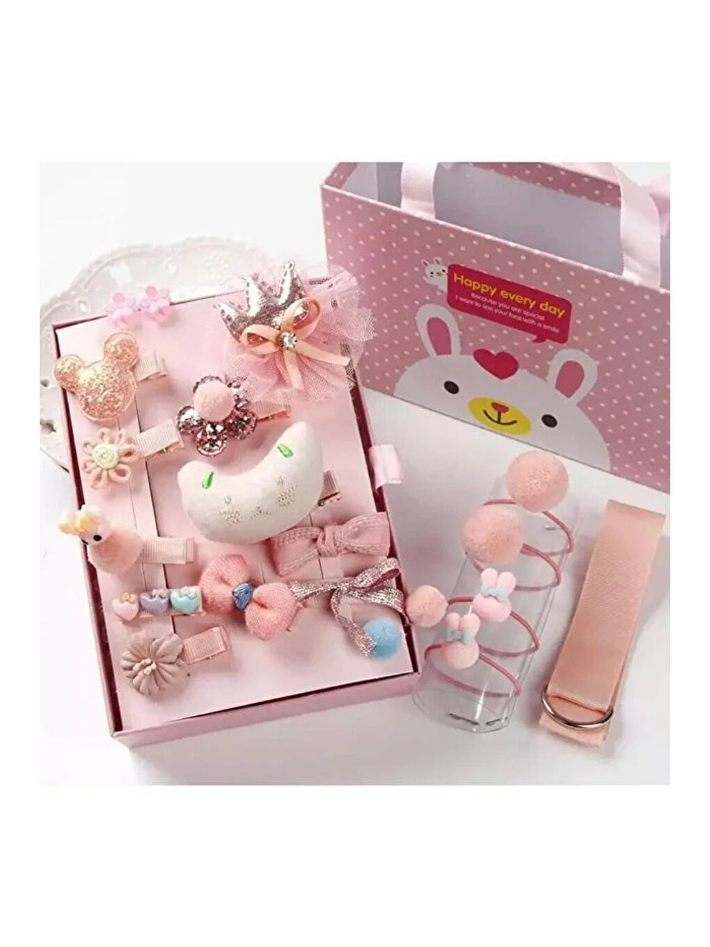 Turuncu Yavruağzı 18'li Kutulu Kız Çocuk Toka Set