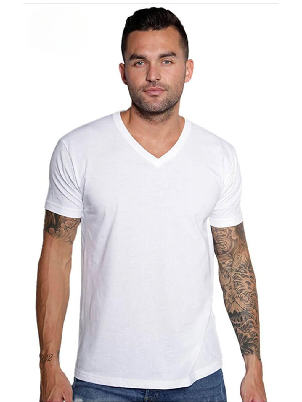 Siyah Erkek V Yaka %100 Pamuk Tişört SPR24TS40-2-2