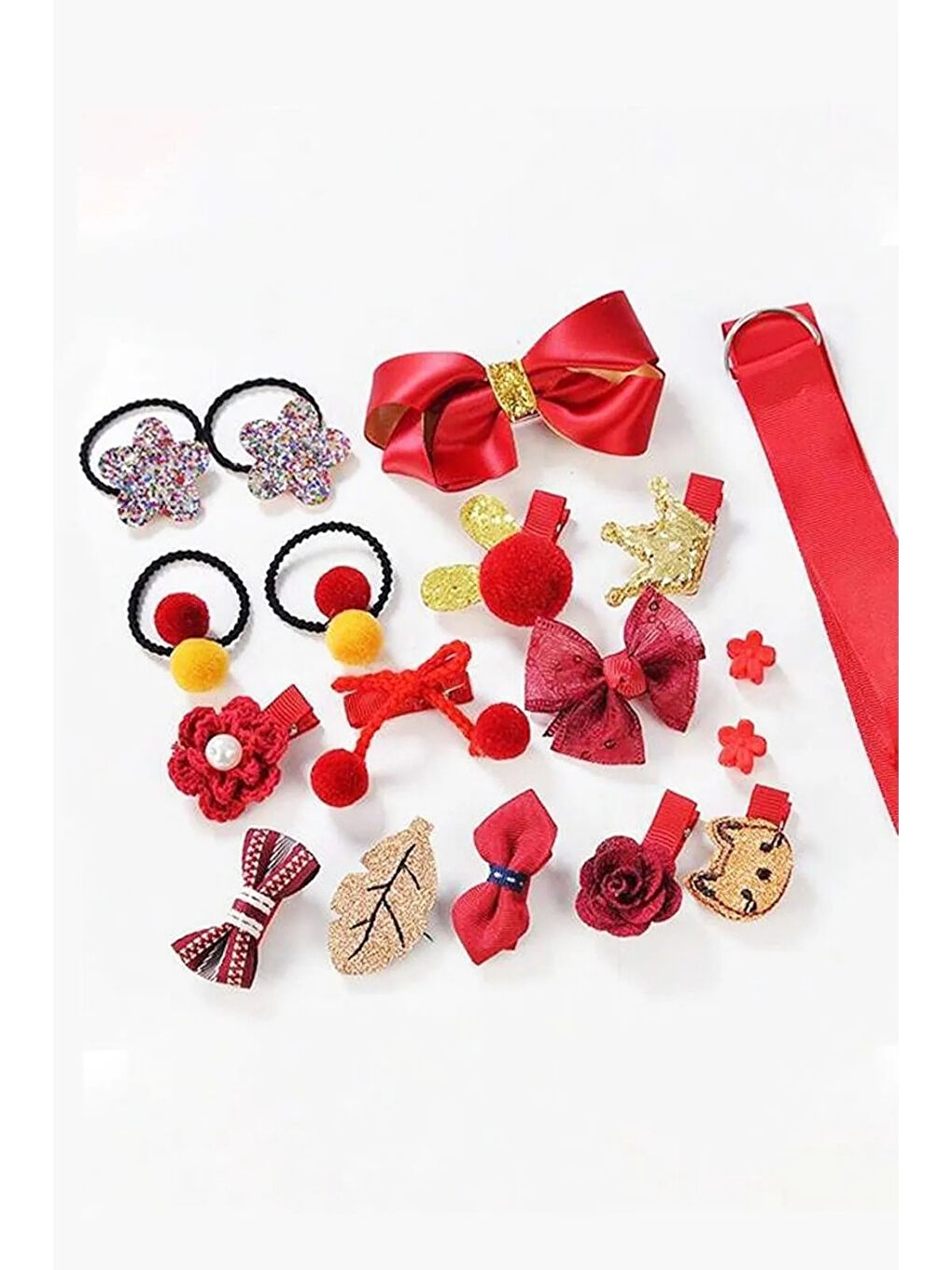 Bordo 18'li Kutulu Kız Çocuk Toka Set-1