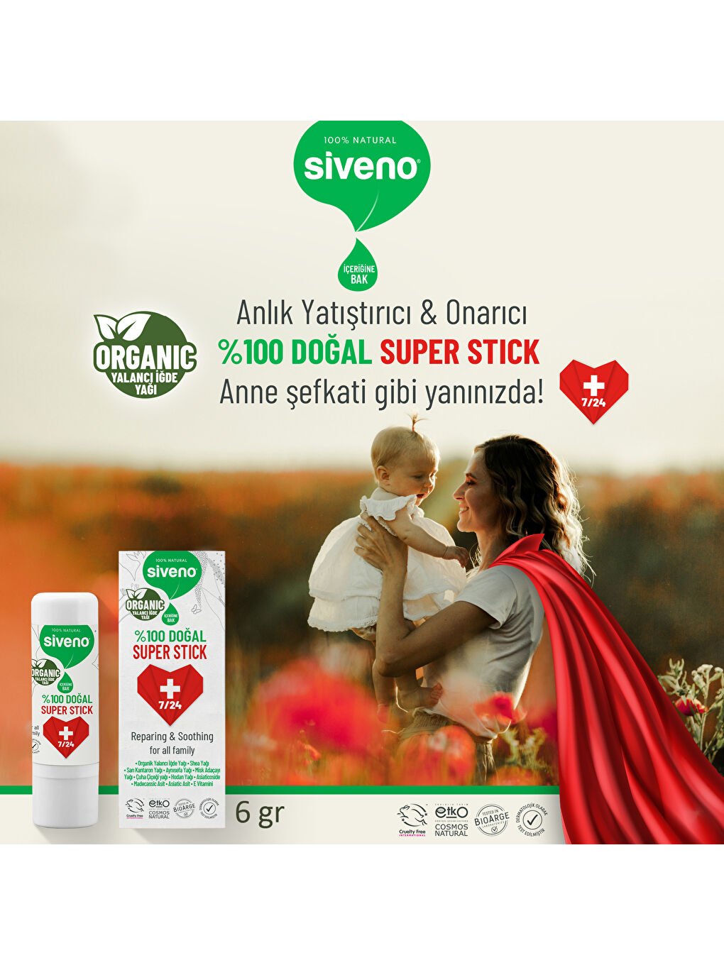 %100 Doğal Super Stick Anlık Yatıştırıcı Onarıcı Organik Yalancı İğde Yağlı Bitkisel 6 G-3