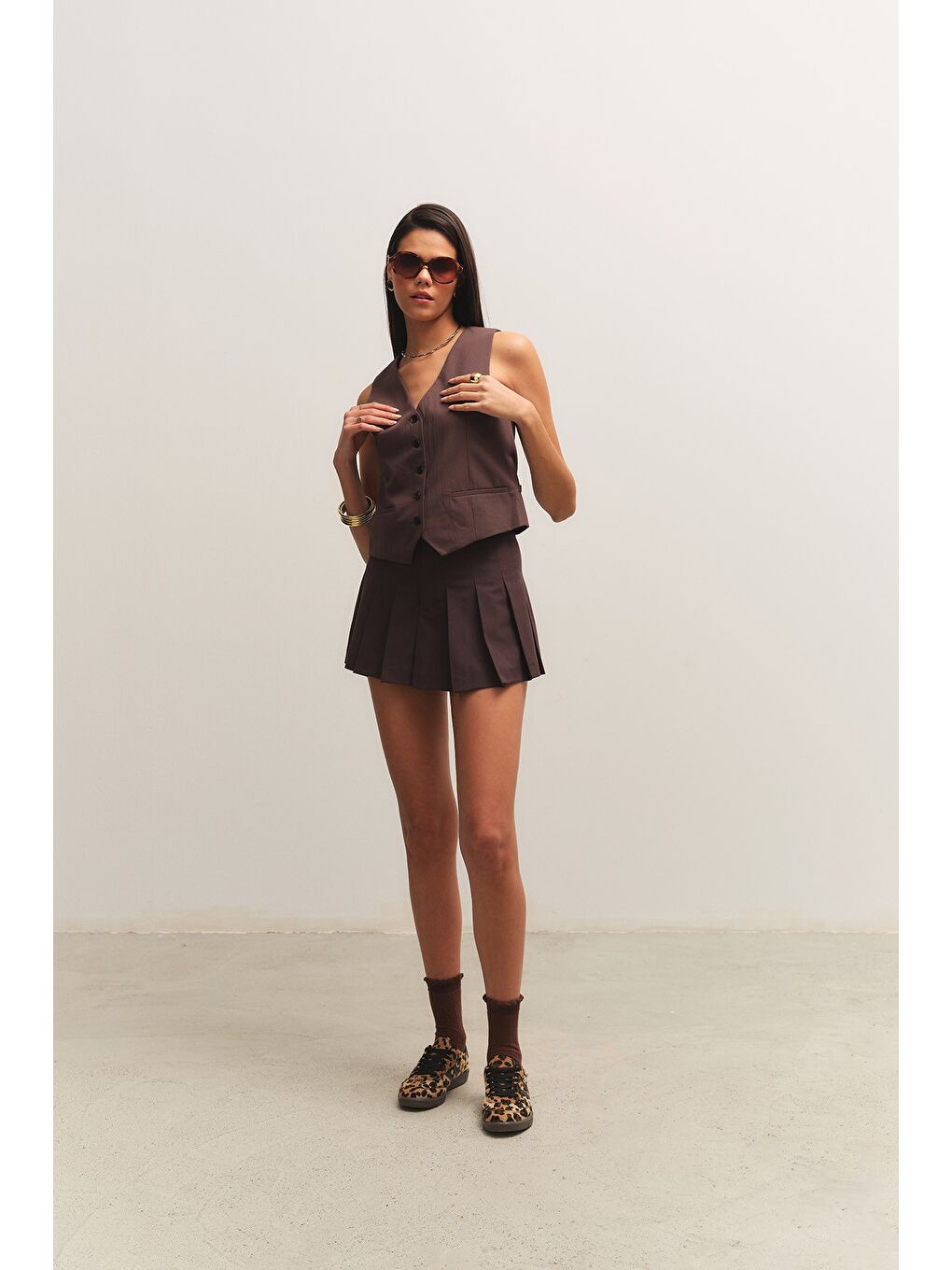 Sarı LEOPARD Kadın Ortopedik Günlük Bağcıklı Yürüyüş Leopar Desenli Sneaker Spor Ayakkabı-5