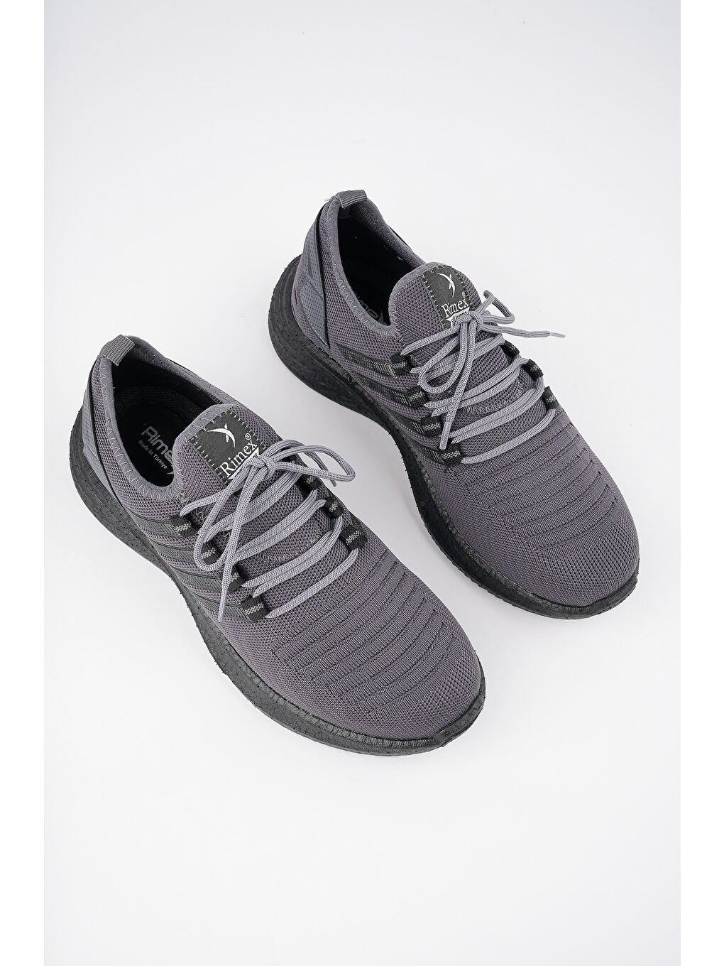 Gri Montag Garantili Günlük Ortopedik Kaymaz Taban Bağcıklı Çizgili Erkek Sneaker Spor Ayakkabı-6