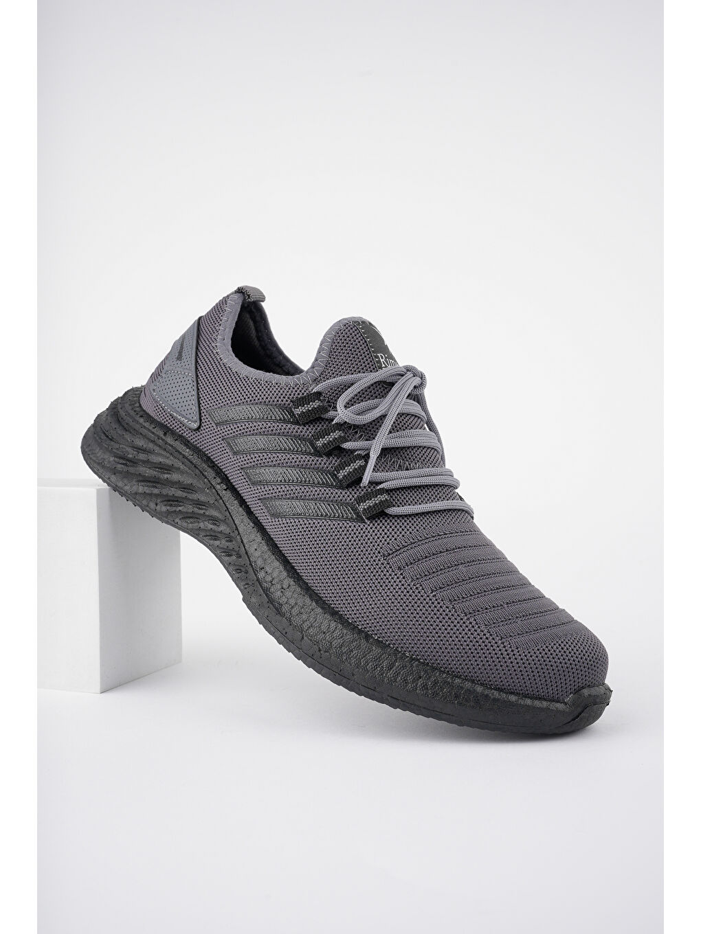 Gri Montag Garantili Günlük Ortopedik Kaymaz Taban Bağcıklı Çizgili Erkek Sneaker Spor Ayakkabı-7