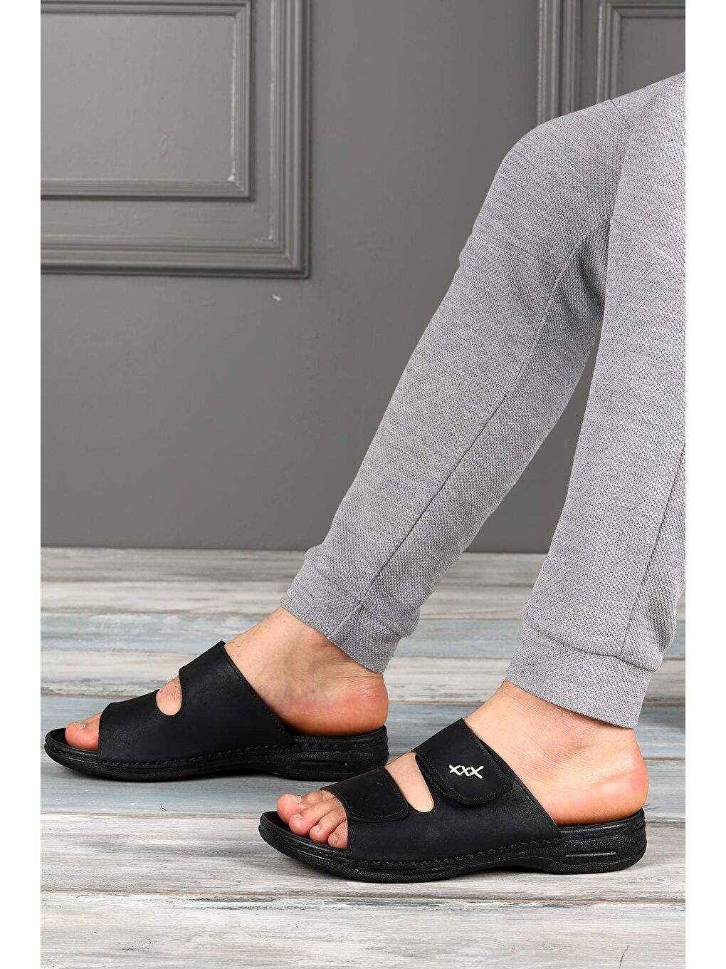 Siyah Günlük Cırtlı Erkek Terlik Ary 12-005-2