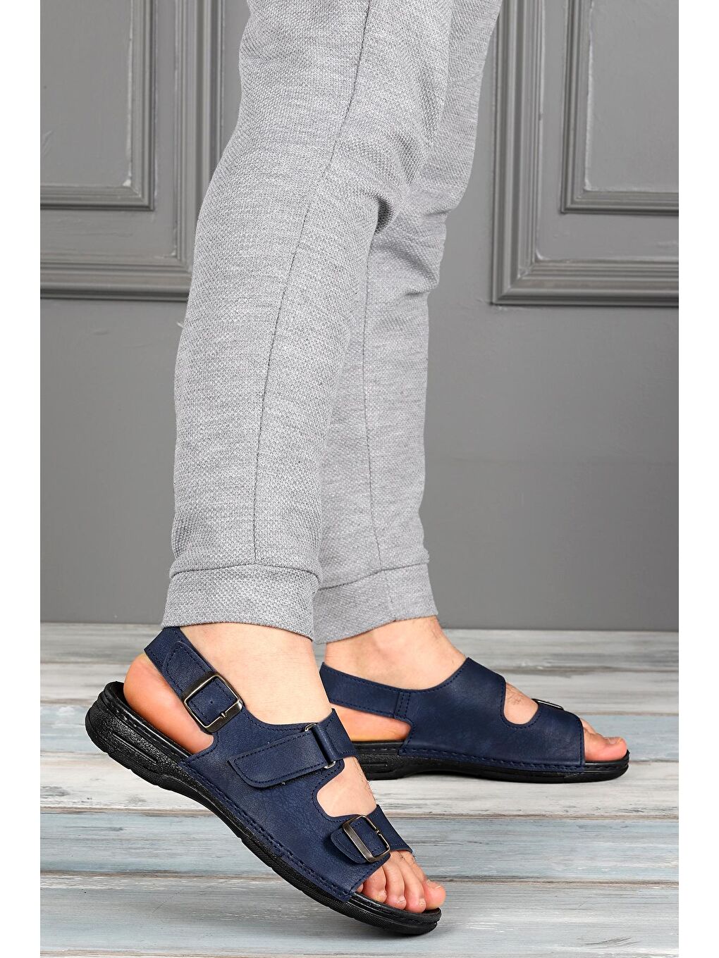 Lacivert Günlük Kemerli Erkek Sandalet Ary 12-006