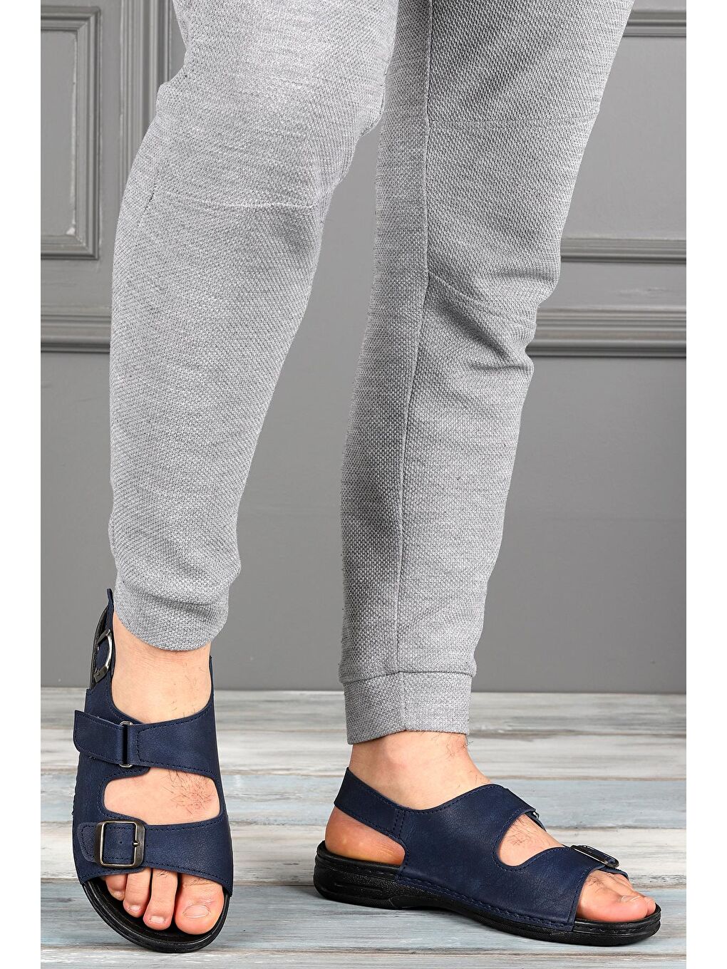 Lacivert Günlük Kemerli Erkek Sandalet Ary 12-006-1