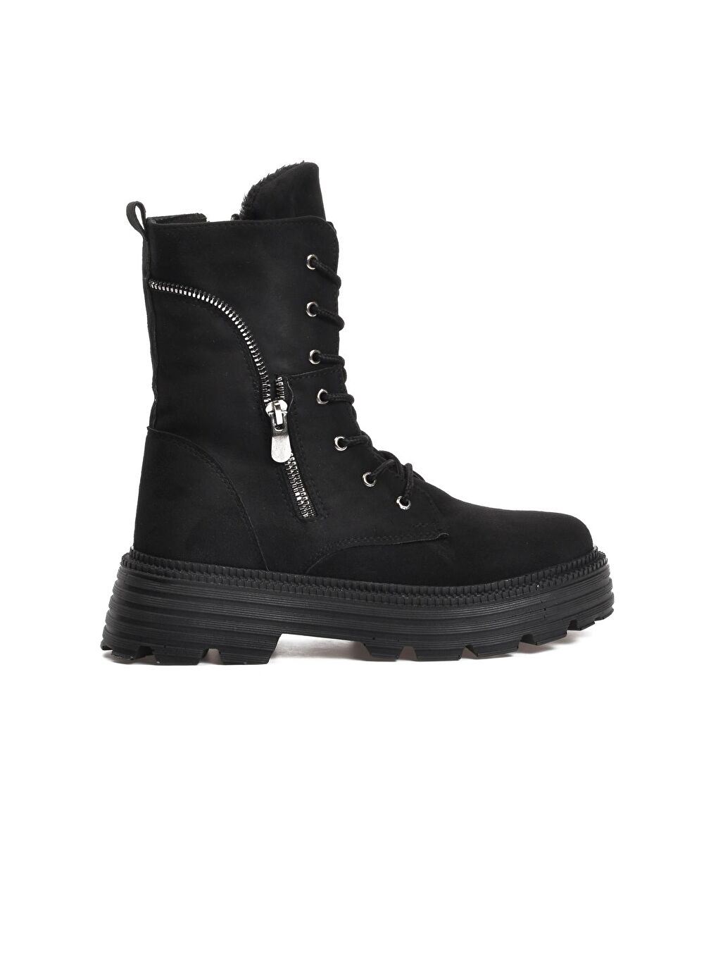 2220 Siyah Süet İçi Kürklü Kadın Bot