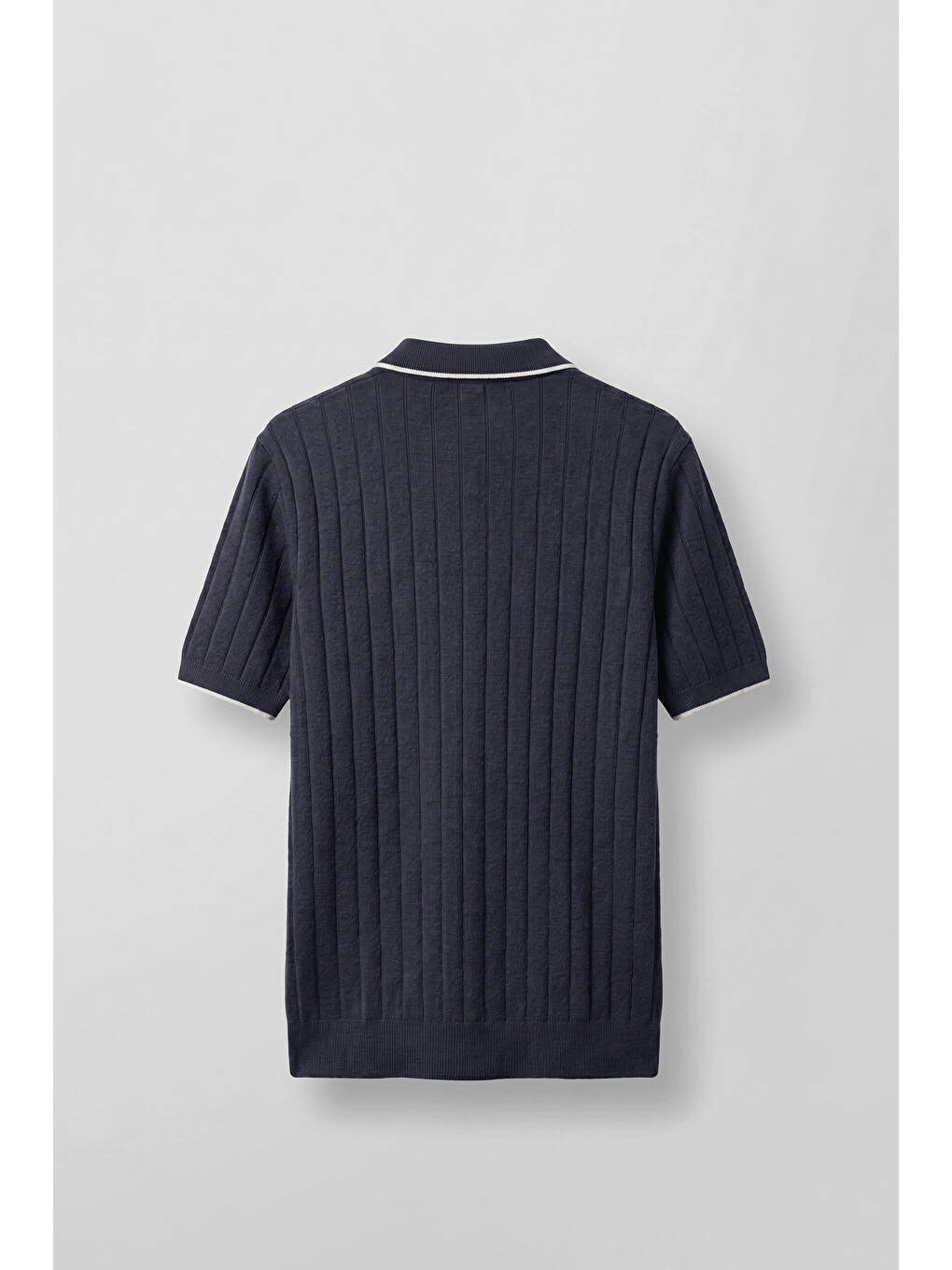 Erkek Relaxed Fit Pamuklu Havlu Polo Yaka Triko T-Shirt Lacivert-1