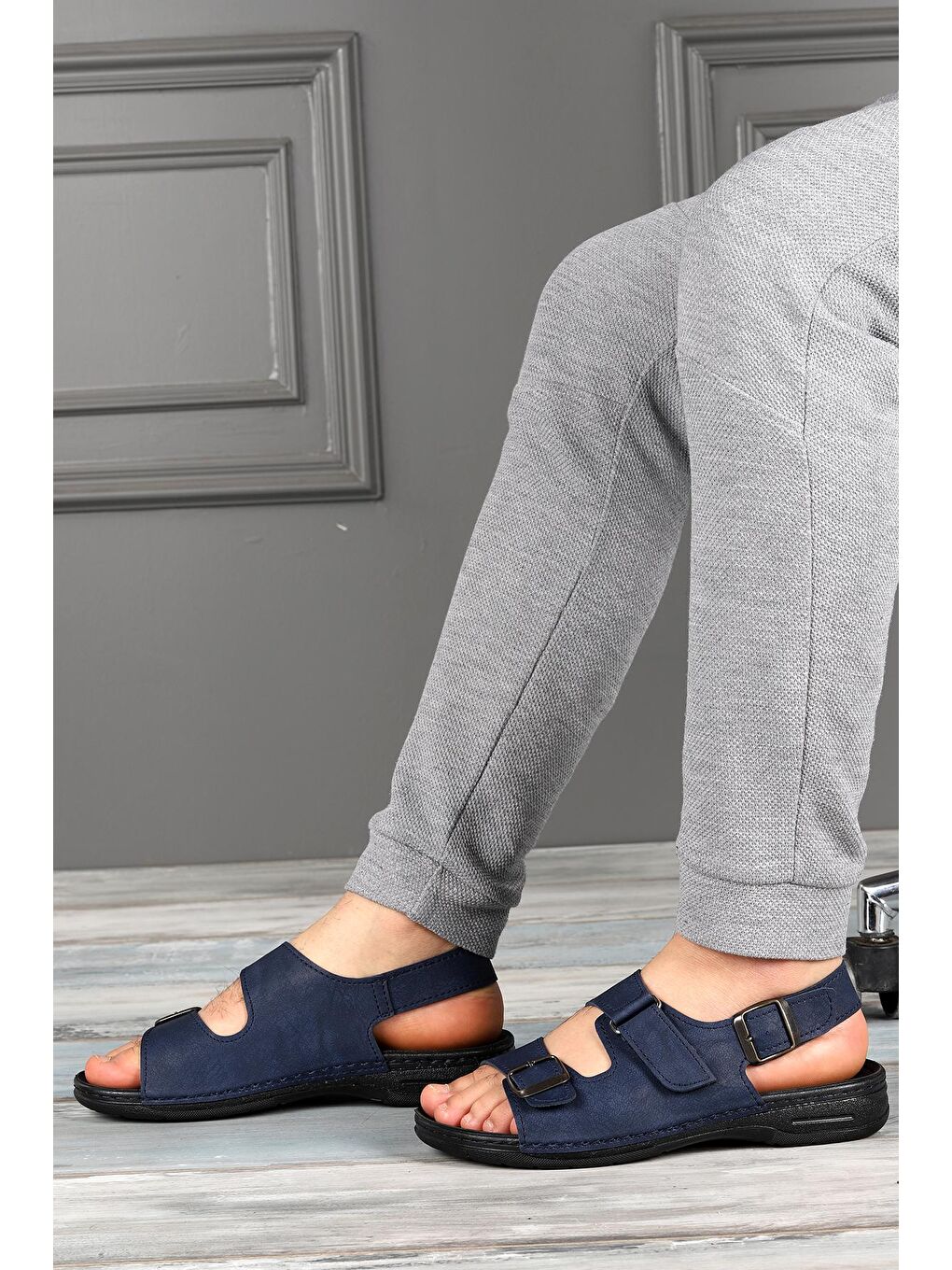 Lacivert Günlük Kemerli Erkek Sandalet Ary 12-006-2