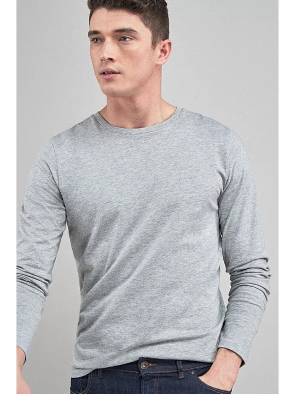 Süperlife Açık Gri Erkek Bisiklet yaka Sweatshirt  SPR24TS41