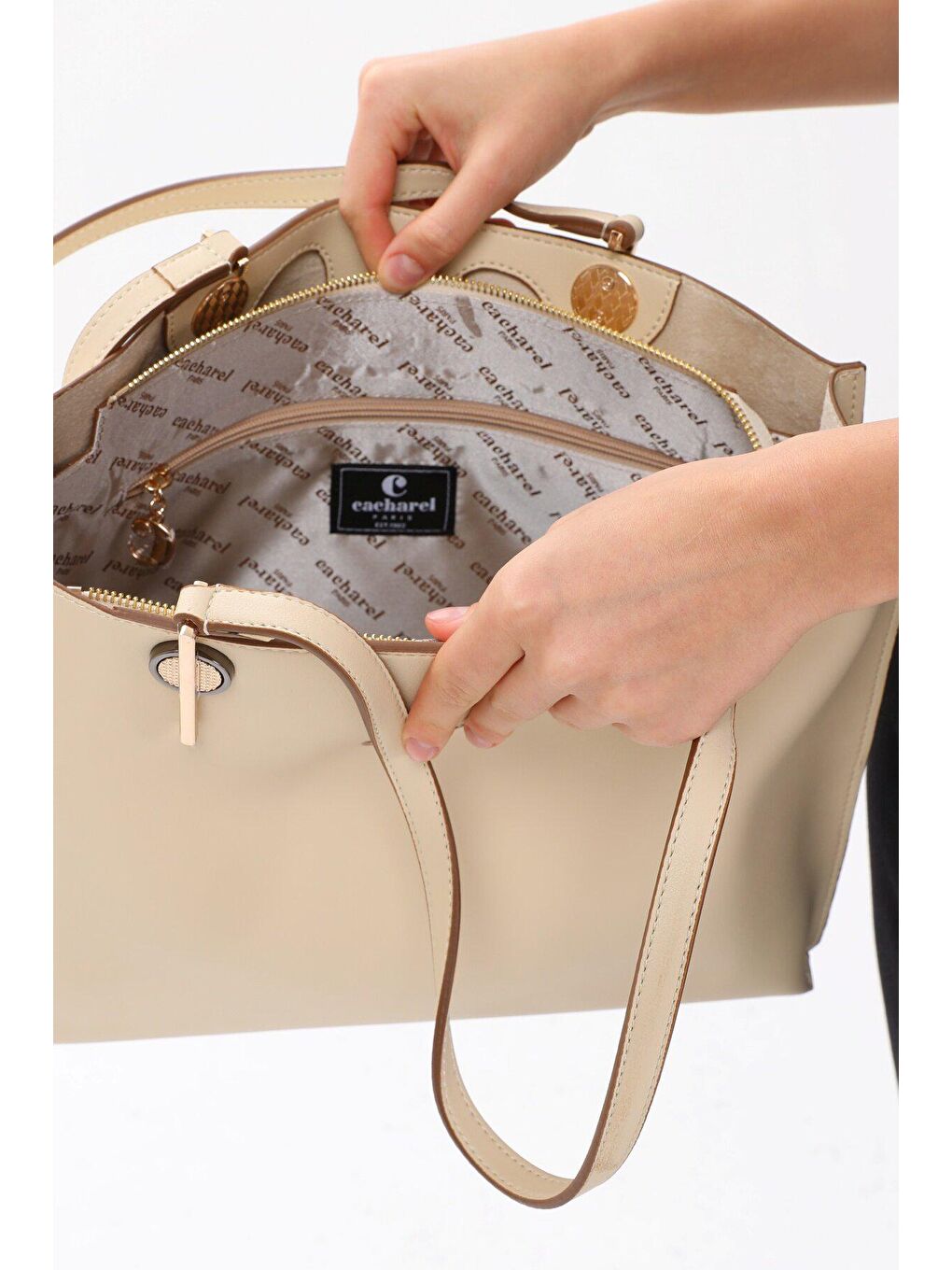 Bej Kadın El Ve Omuz Çanta-4