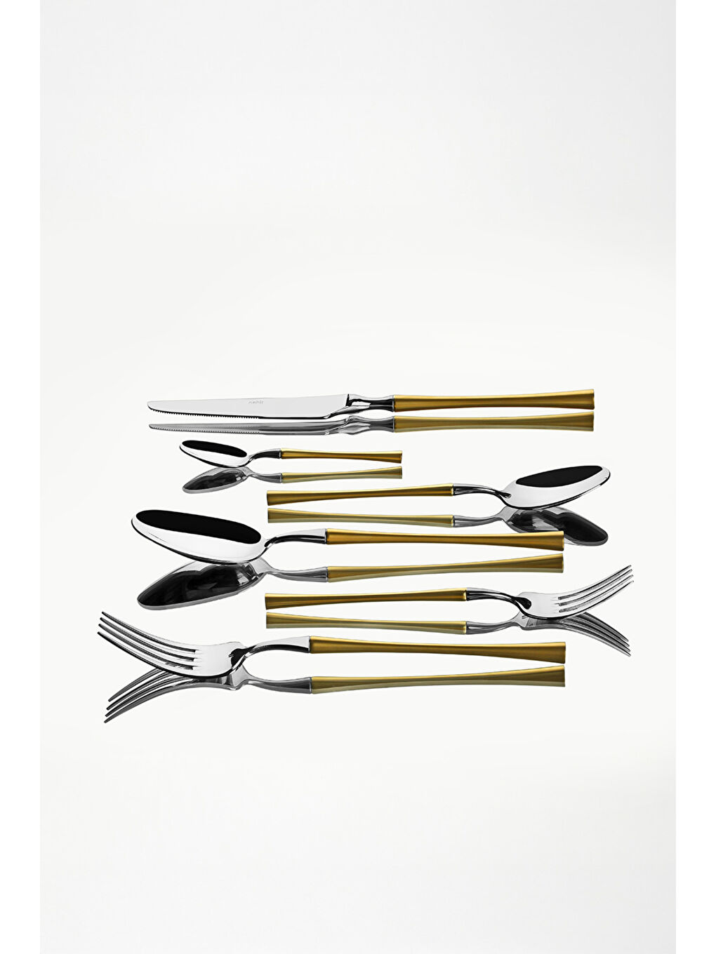 Sarı Marbella Altın Saten 12 Kişilik 72 Parça Kutulu Çatal Kaşık Bıçak Takımı-2