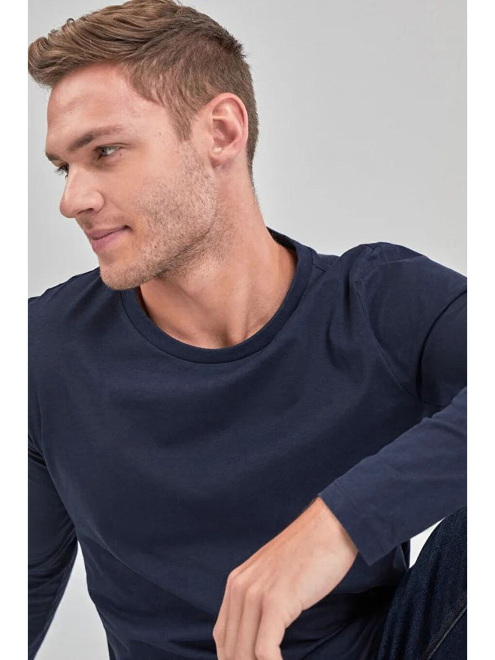 Lacivert Erkek Bisiklet yaka Sweatshirt SPR24TS41-1