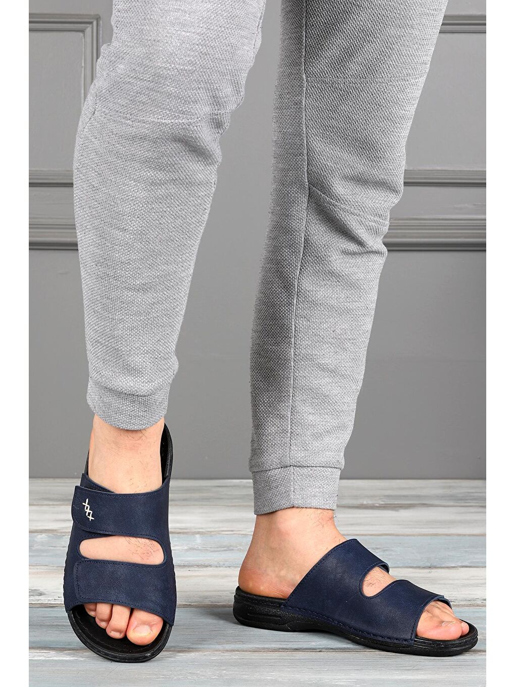 Lacivert Günlük Cırtlı Erkek Terlik Ary 12-005-1