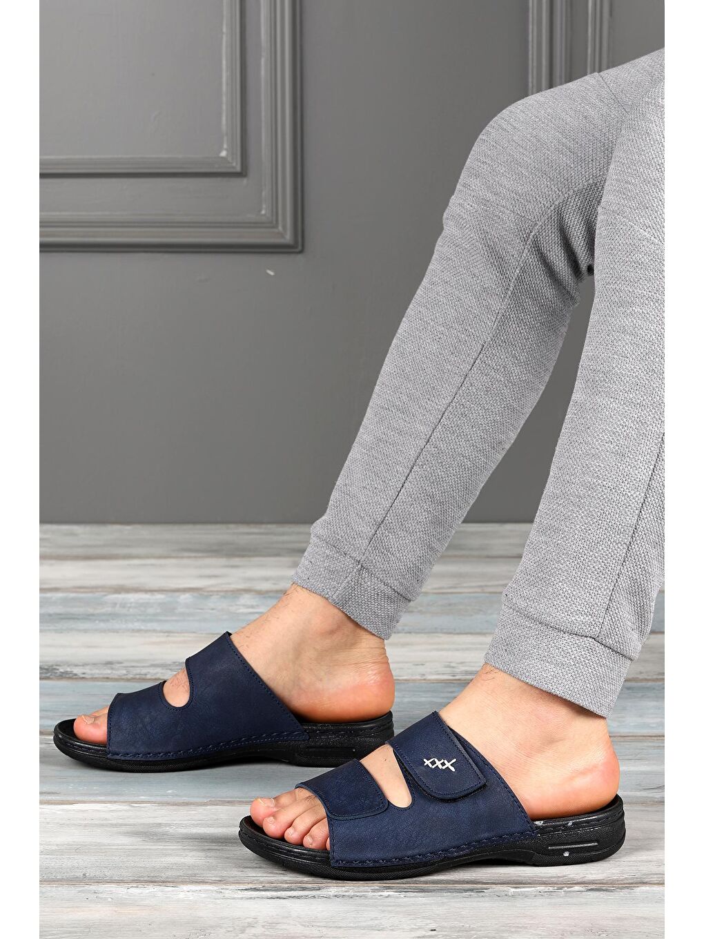 Lacivert Günlük Cırtlı Erkek Terlik Ary 12-005-2