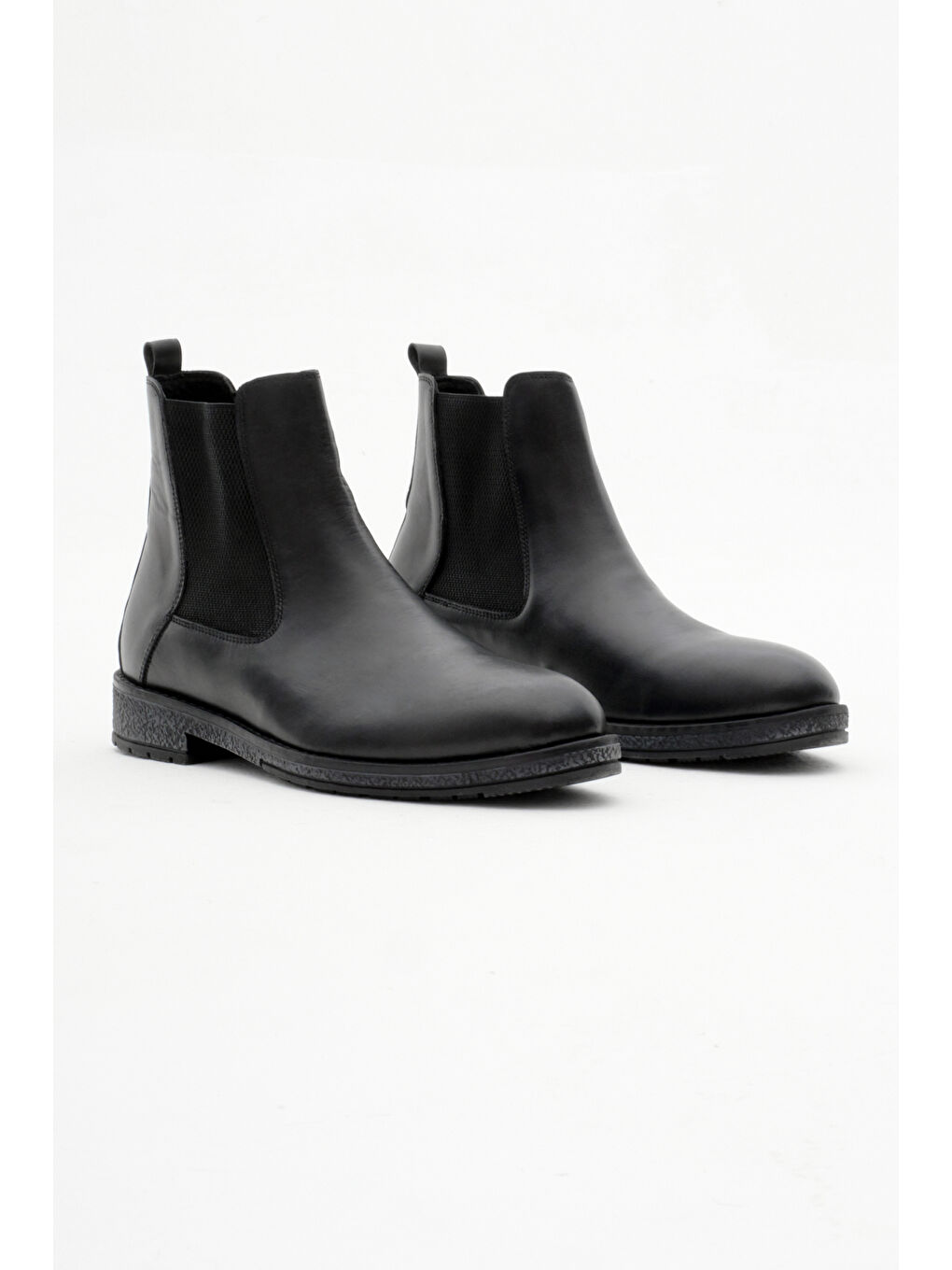 Erkek Siyah Rahat Kalıp İçi Sıcak Astarlı Lastikli Hakiki Deri Bot-1