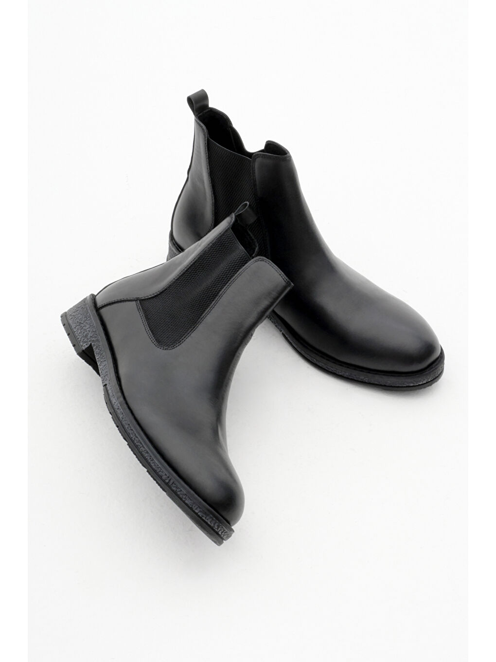 Erkek Siyah Rahat Kalıp İçi Sıcak Astarlı Lastikli Hakiki Deri Bot-2