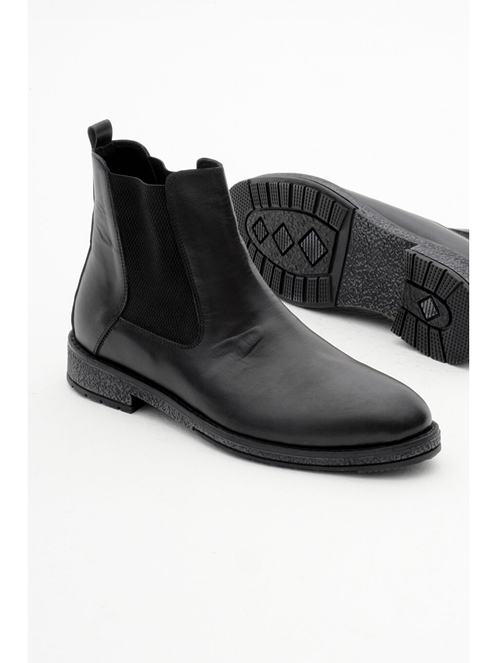 Erkek Siyah Rahat Kalıp İçi Sıcak Astarlı Lastikli Hakiki Deri Bot-3