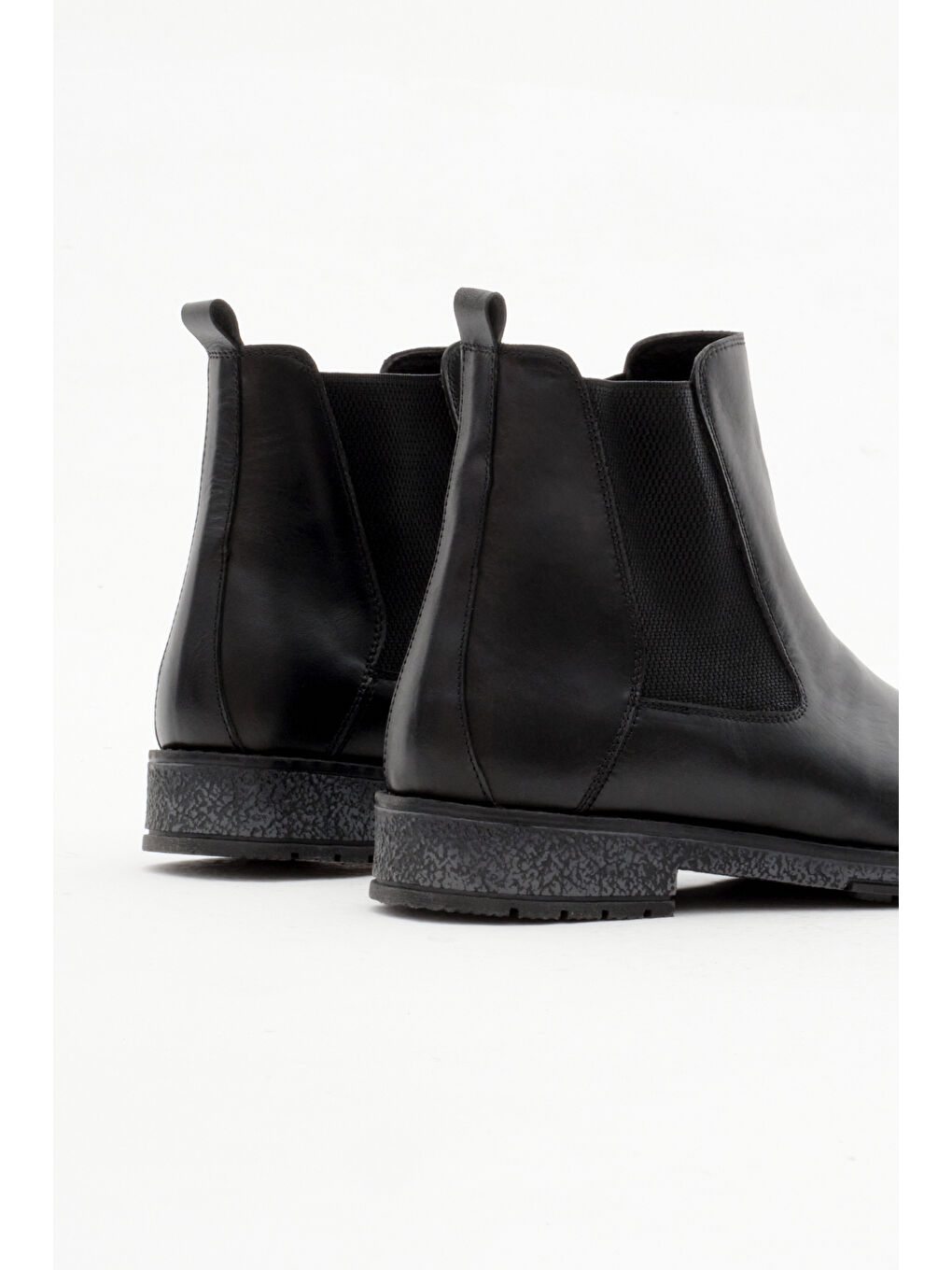 Erkek Siyah Rahat Kalıp İçi Sıcak Astarlı Lastikli Hakiki Deri Bot-4