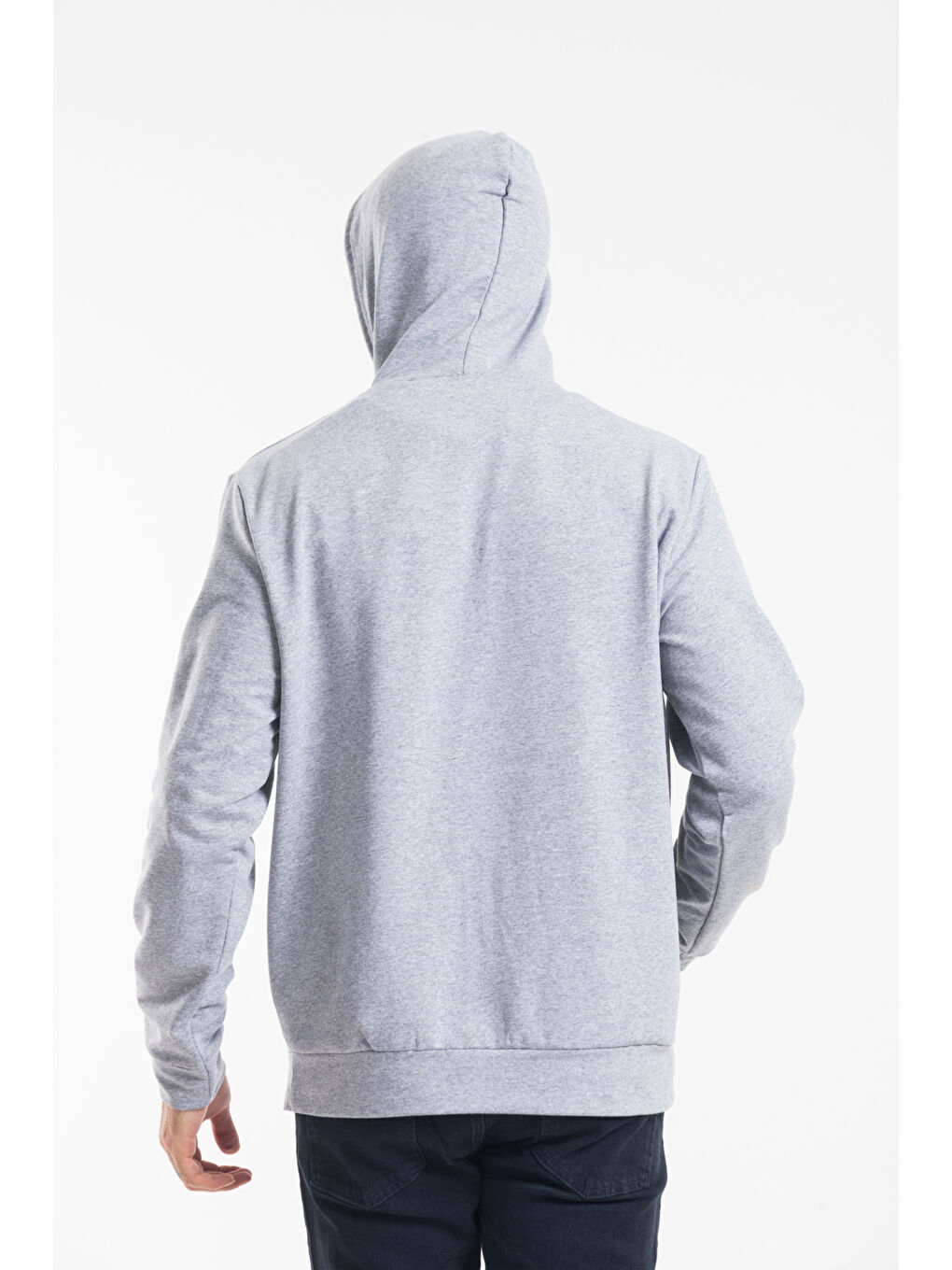 Gri Kapüşonlu Regular Fit Wıllamsburg Brooklyn Baskılı Erkek Büyük Beden Hoodie-2