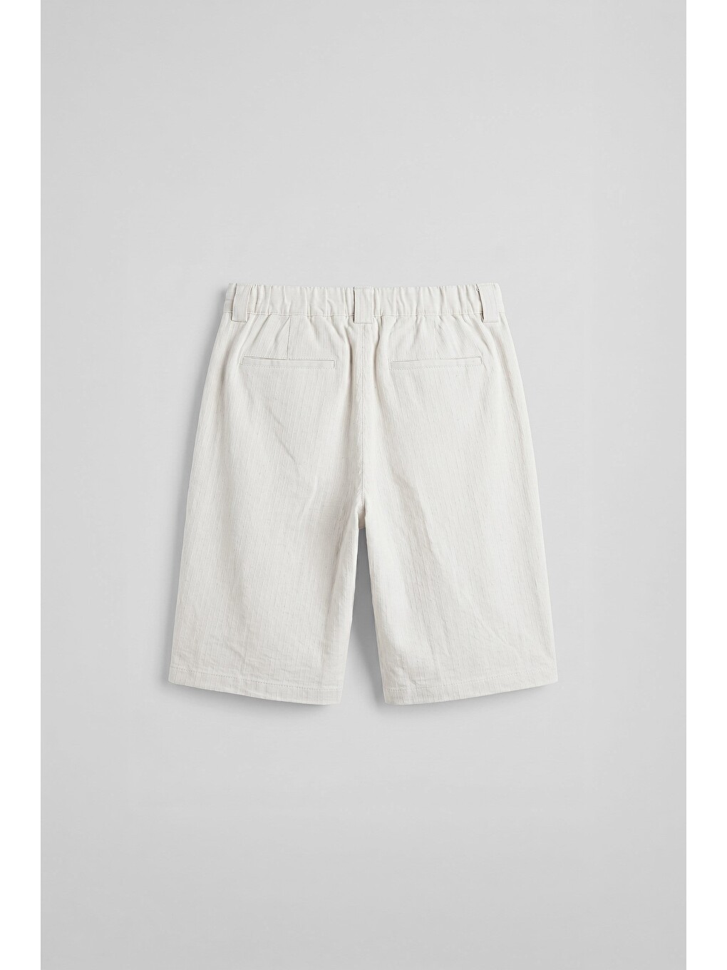 Erkek Baggy Fit Pamuklu Keten Görünümlü Şort Beyaz-1