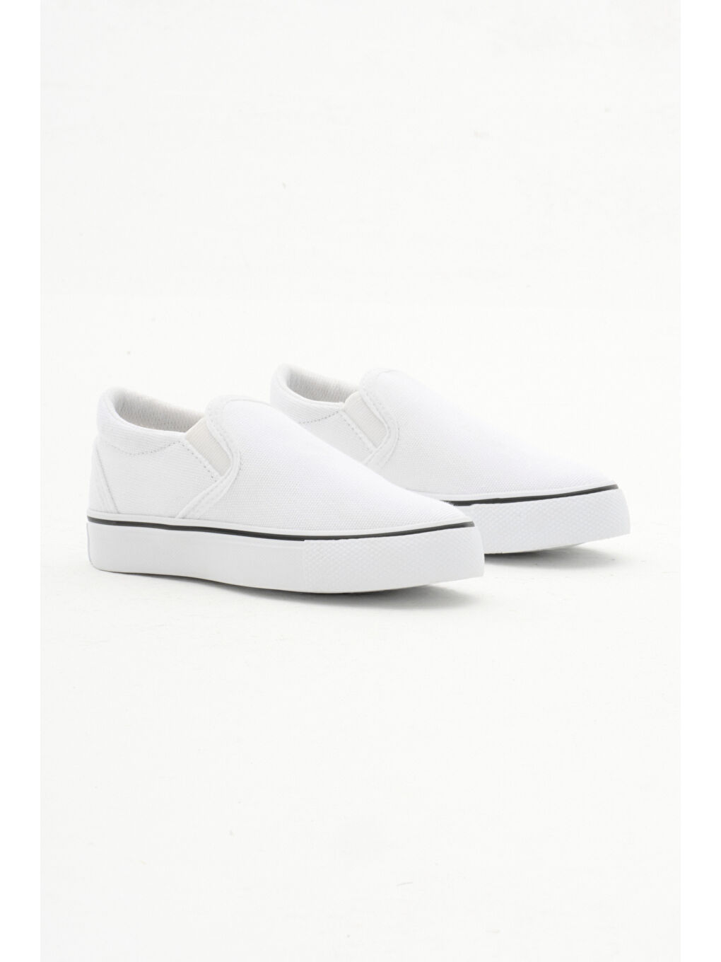 Çocuk Unisex Beyaz Kauçuk Taban Keten Lastikli Spor Ayakkabı-1