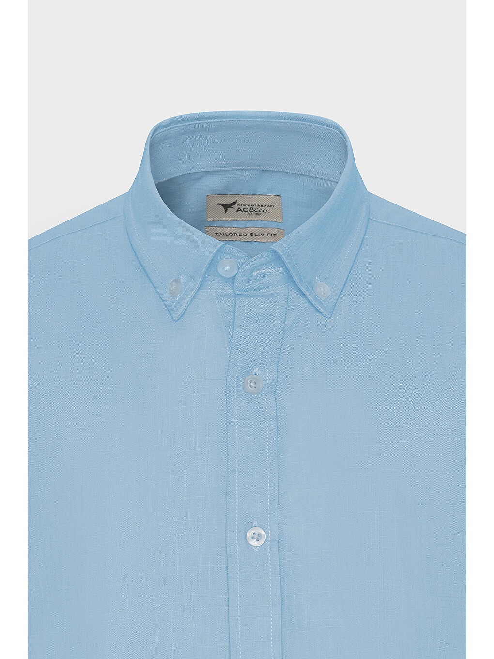 Erkek Mavi %100 Pamuk Oxford Slim Fit Dar Kesim Düğmeli Yaka Flamlı Gömlek-9