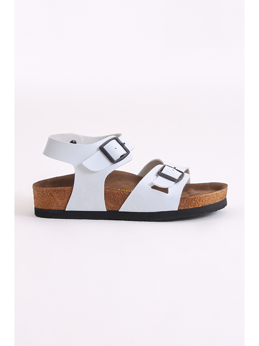Çocuk Unisex Beyaz Rahat Kalıp Poli Taban Çift Tokalı Sandalet